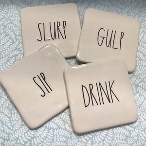 Rae Dunn SLURP, GULP, SIP, DRINK Coasters